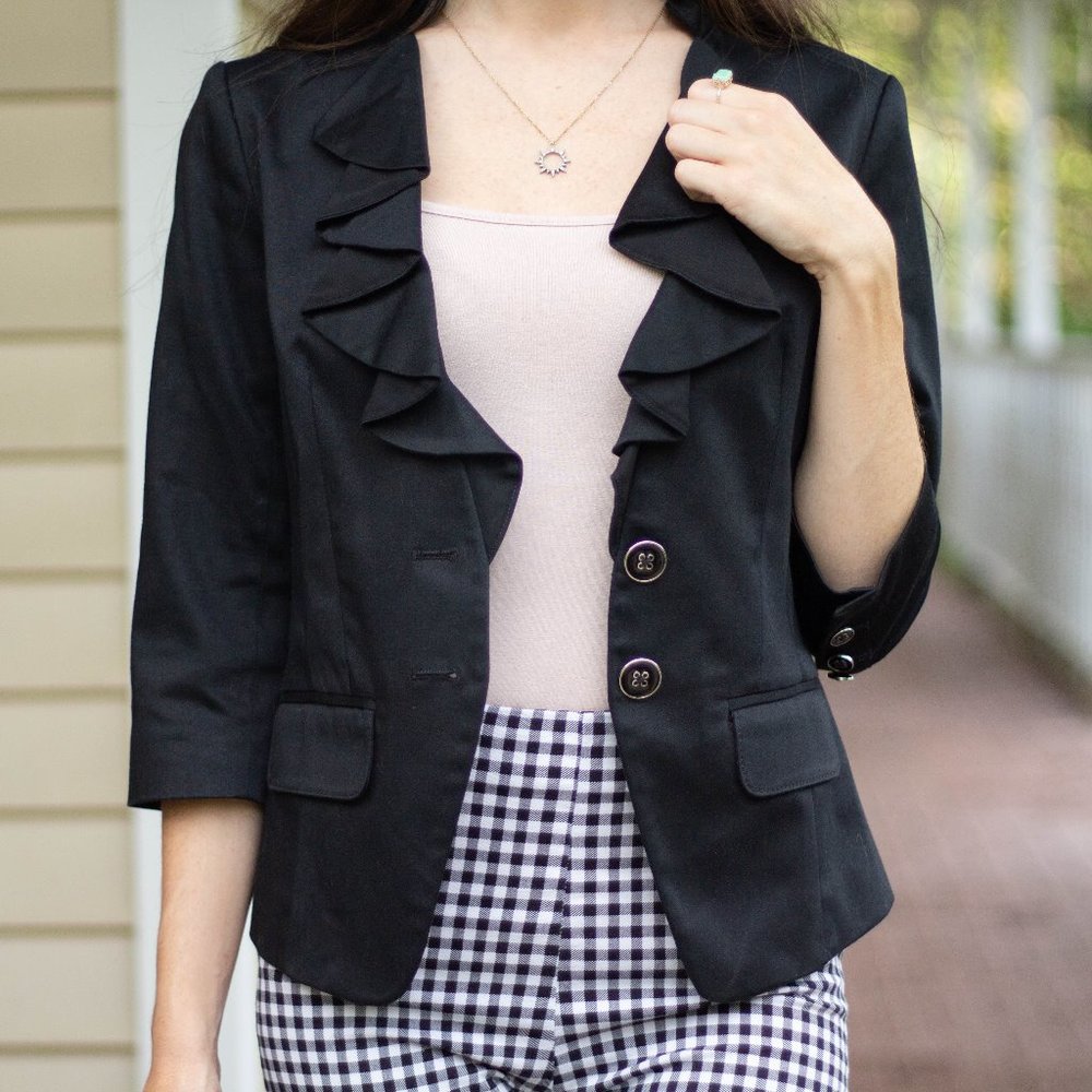 White House Black Market Black Ruffle Blazer